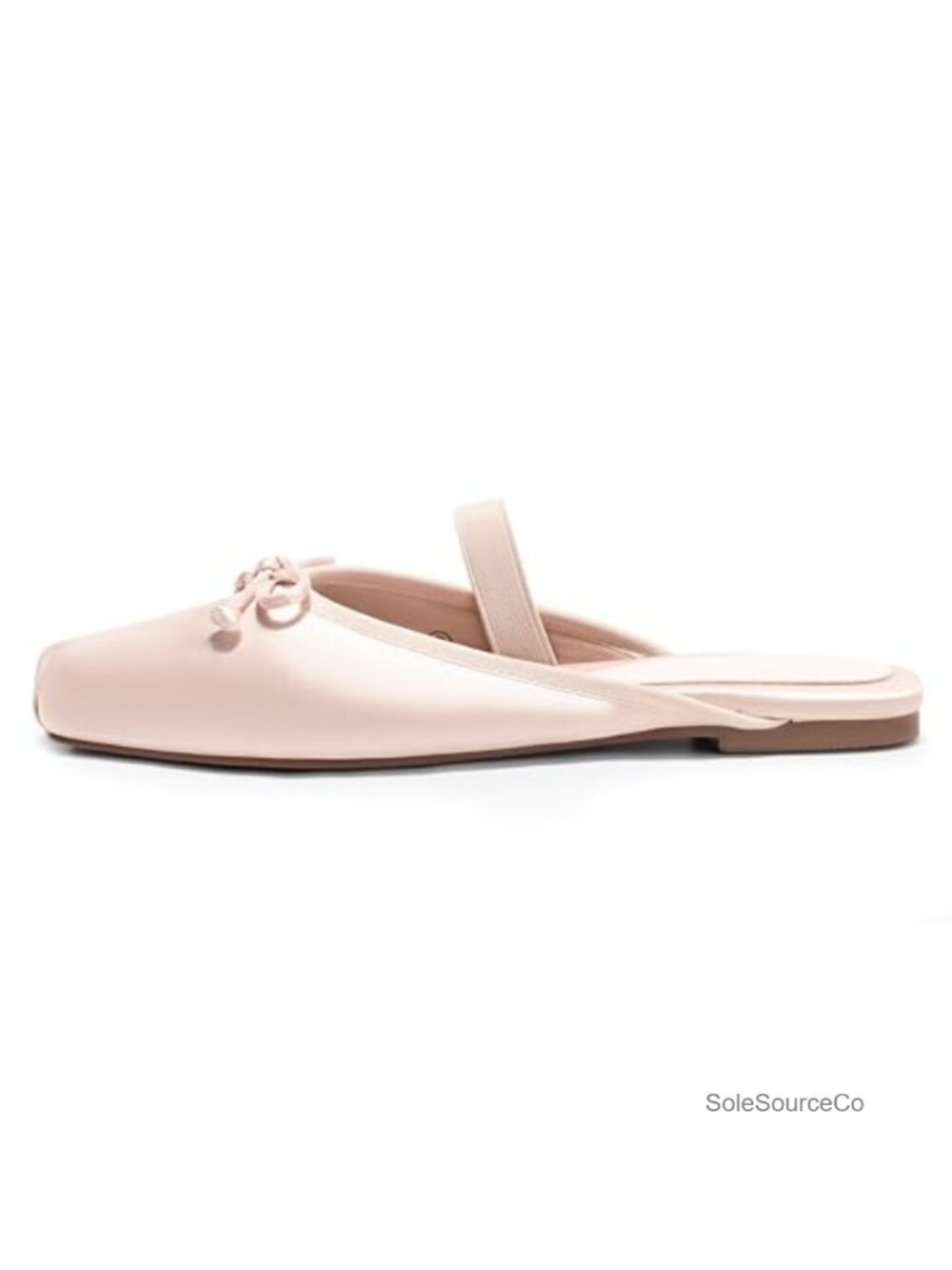 Coutgo Womens Ballet Flats Mules Bow Square Toe Slip On Slides Work Office Party